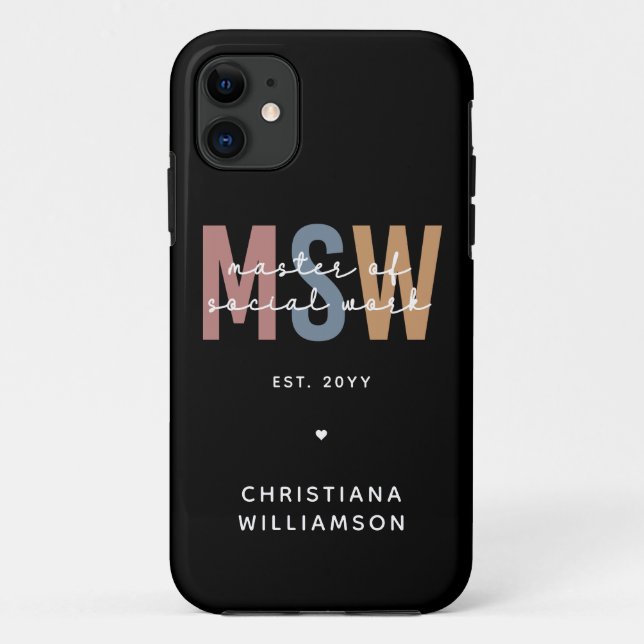 Capa Para iPhone 11 MSW Mestre Personalizado de Graduação Retroativa d (Verso)