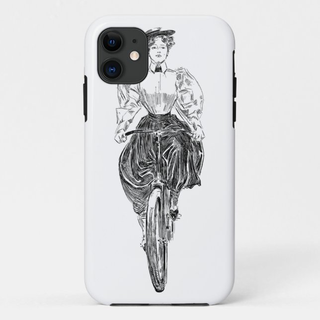 Capa Para iPhone 11 mulher andando de bicicleta (Verso)