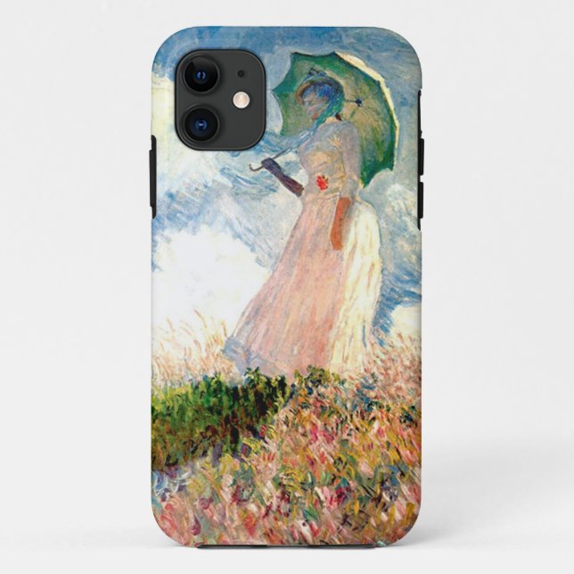 Capa Para iPhone 11 "Mulher com passeio Monet do parasol " (Verso)