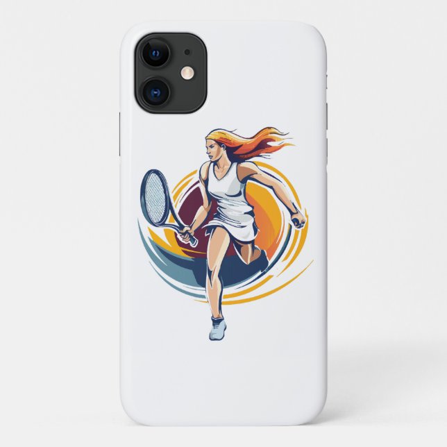 Capa Para iPhone 11 mulher jogando ténis (Verso)