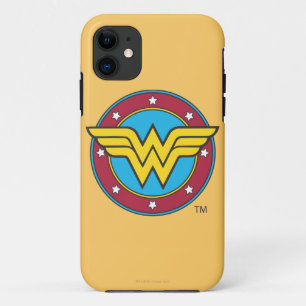 Capa Para iPhone 11 Mulher Maravilha Logotipo de Círculo e Estrelas