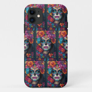 Capa Para iPhone 11 Mulher surpreendente: Arte De Maquiagem Do Crânio