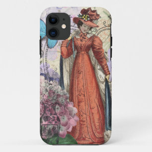 Capa Para iPhone 11 Mulher vitoriana na moda vermelha colorido