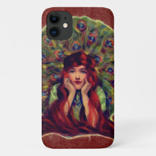 Capa Para iPhone 11 Mulher vitoriosa: Penas de pavão art nouveau
