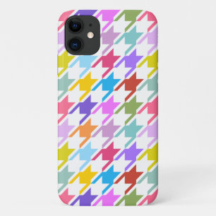 Capa Para iPhone 11 Múltiplas cores Houndstooth+Padrão Branco Grande