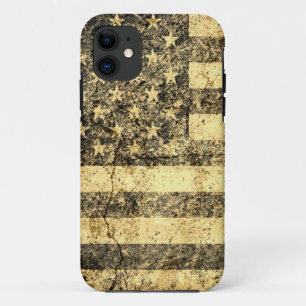 Capa Para iPhone 11 Muro rachado do antigo Flag Americano Grunge