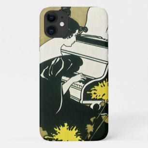Capa Para iPhone 11 Música Antiga, Senhorita Traumerei Tocando Piano, 
