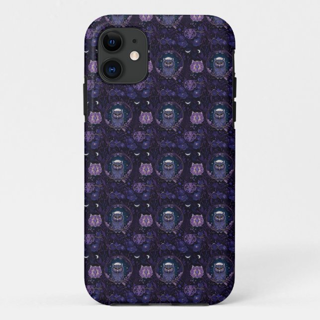 Capa Para iPhone 11 Mystical Owl Forest Phone Case (Verso)
