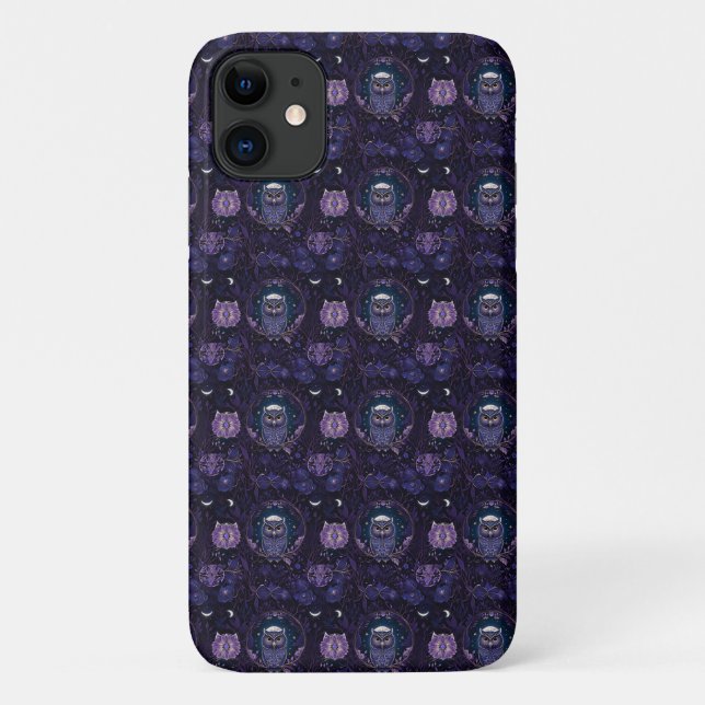 Capa Para iPhone 11 Mystical Owl Forest Phone Case (Verso)