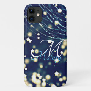 Capa Para iPhone 11 Mystical Stars Monograma Sparkle Personalizado