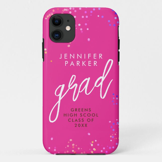 Capa Para iPhone 11 Na moda com Formando Rosa Quente com Script Branco (Verso)