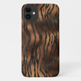 Capa Para iPhone 11 Na moda de Bronze Preto-Chic Tiger Elegante