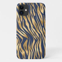Capa Para iPhone 11 Na moda Elegante Azul Elegante Marinho Tigre Doura