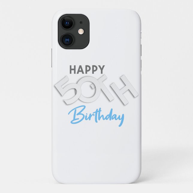 Capa Para iPhone 11 Na moda Happy 50th Birthday Typografia (Verso)