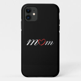 Capa Para iPhone 11 Na moda Mãe ou Texto de Mãe com Coração Vermelho p