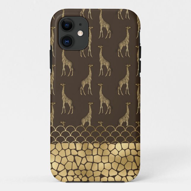 Capa Para iPhone 11 Na moda Safari Africano Dourado (Verso)