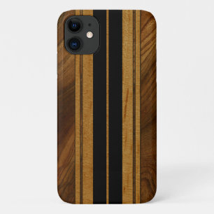 Capa Para iPhone 11 Nalu Mua Faux Koa Wood Surfboard Black