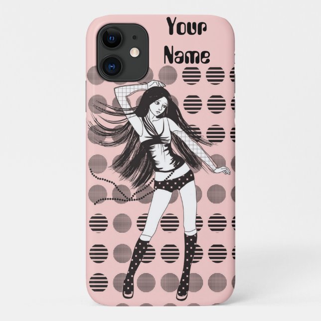 Capa Para iPhone 11 namorada dançarina cor-de-rosa (Verso)