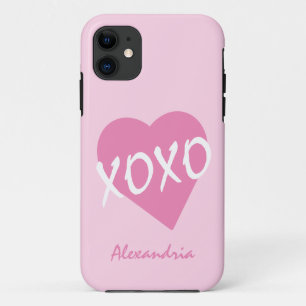 Capa Para iPhone 11 Namorados XOXO cor-de-rosa preto