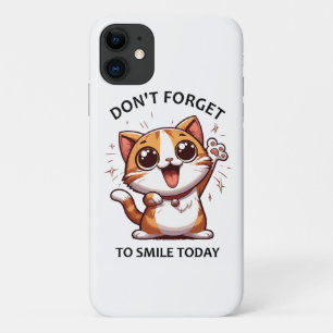 Capa Para iPhone 11 Não se esqueça de sorrir hoje Feliz Gato