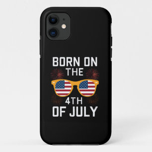 Capa Para iPhone 11 Nascido Em 4 De Julho Óculos De Sol De Aniversário