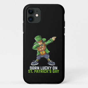 Capa Para iPhone 11 Nascido Sortudo no Dia de São Patrício Dabbing Ani