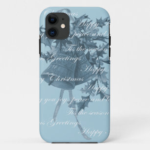 Capa Para iPhone 11 Natais vintages sinos de feriado azul neutro