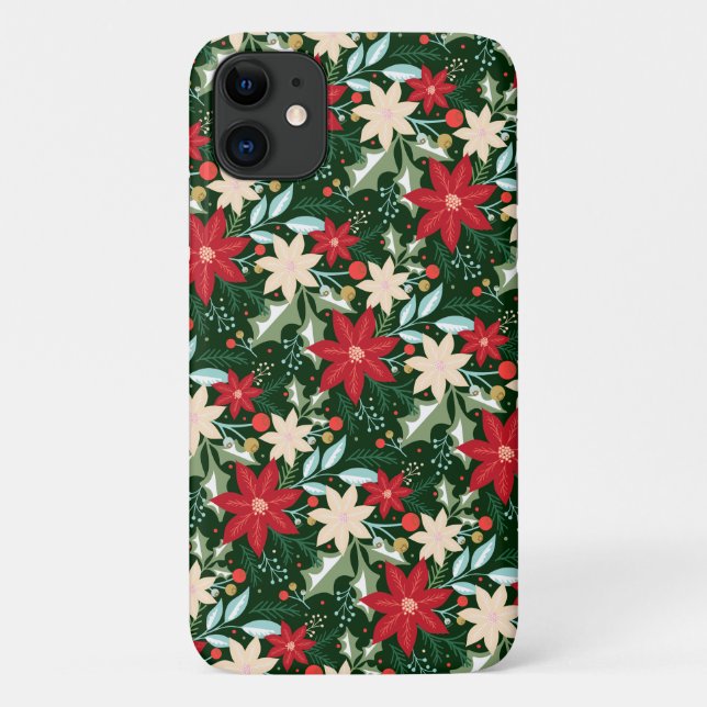 Capa Para iPhone 11 Natal de Poinsettia (Verso)