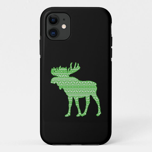 CAPA PARA iPhone 11 NATAL FELIZ ALCE VERDE VEADO (Verso)