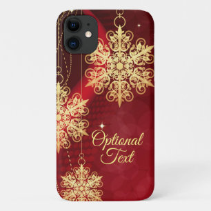 Capa Para iPhone 11 Natal Personalizado do Floco de Neve Vermelho e Do