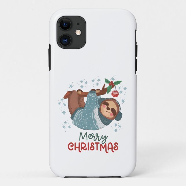 Capa Para iPhone 11 Natal Preguiça Preguiçosa  (Verso)