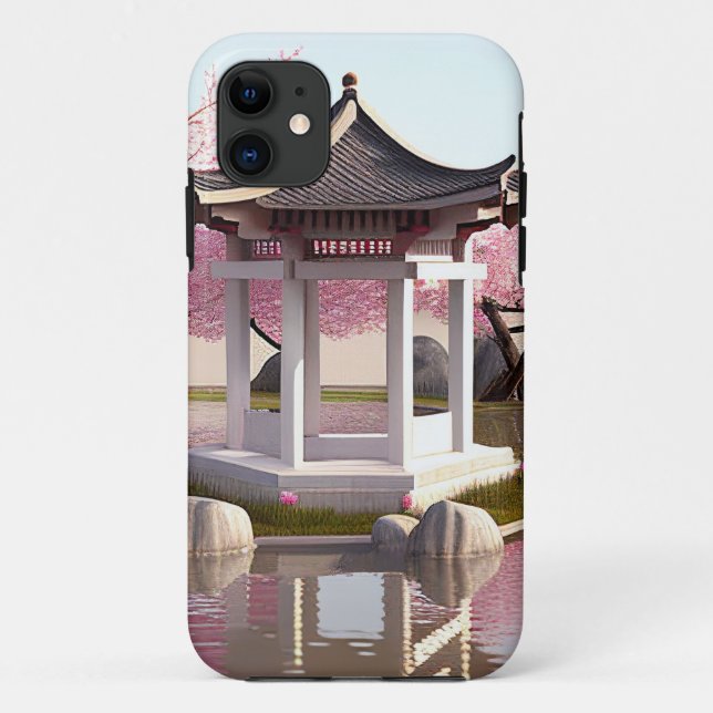 Capa Para iPhone 11 Nature Beauura Cherry Blossom Garden View (Verso)