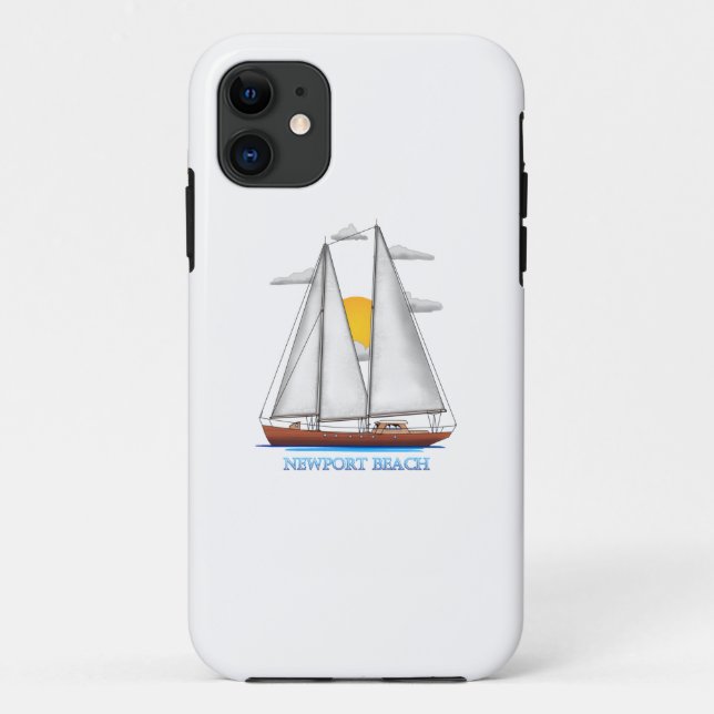 Capa Para iPhone 11 Navegador Náutico Costeiro de Newport Beach (Verso)