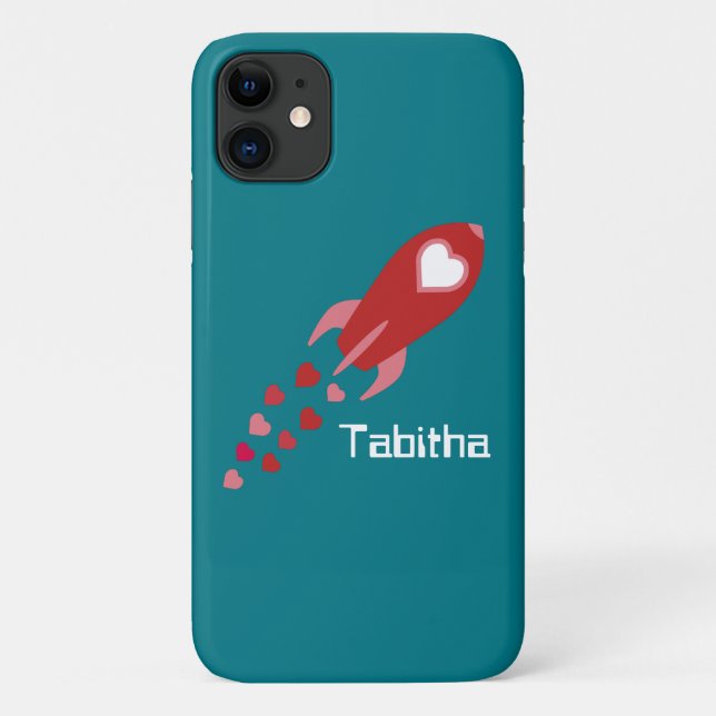 Capa Para iPhone 11 Navio espacial rosa e vermelho (Verso)