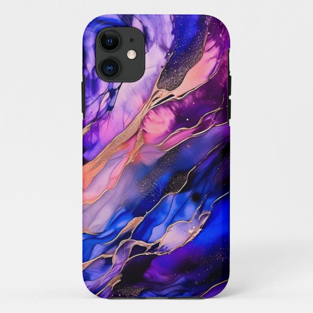 Capa Para iPhone 11 Nebulosa do Espaço Roxo na Tinta Álcool (Verso)