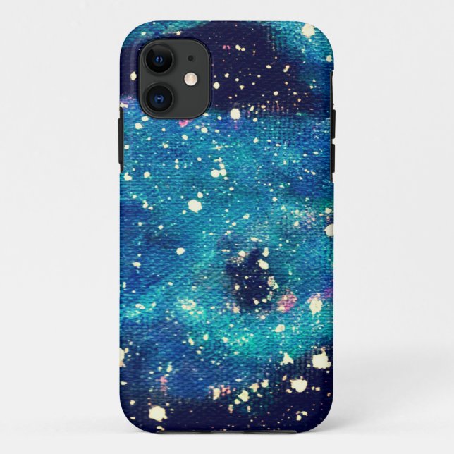 Capa Para iPhone 11 Nebulosa Teal e Estrelas (Verso)