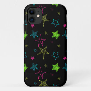 Capa Para iPhone 11 Neon Doodle Stars iPhone 5/5S Case