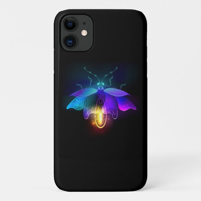 Capa Para iPhone 11 Neon Firefly a preto (Verso)