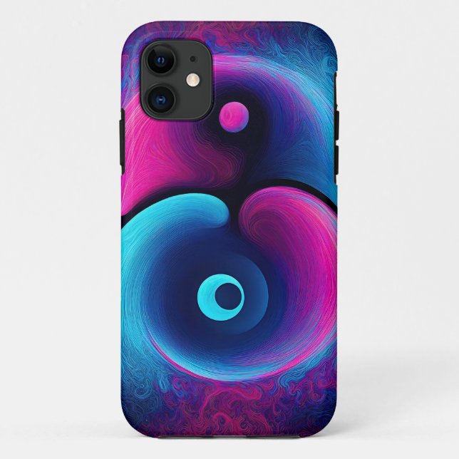 Capa Para iPhone 11 Neon Harmony: Uma Interpretação Moderna de Yin Yan (Verso)