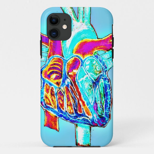 Capa Para iPhone 11 Néon Mão Desenhada Coração Anatômico (Verso)