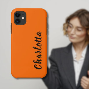 Capa Para iPhone 11 Neon Sunset Orange Solid Color Personalizar