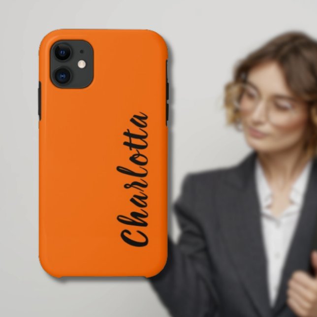 Capa Para iPhone 11 Neon Sunset Orange Solid Color Personalizar (Criador carregado)