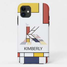Capa Para iPhone 11 Neoplasticismo Exclusivo Monograma de Arte. Letra 