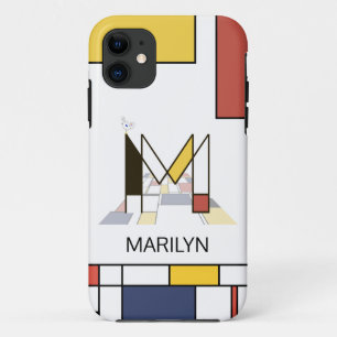 Capa Para iPhone 11 Neoplasticismo Exclusivo Monograma de Arte. Letra 