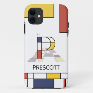 Capa Para iPhone 11 Neoplasticismo Exclusivo Monograma de Arte. Letra