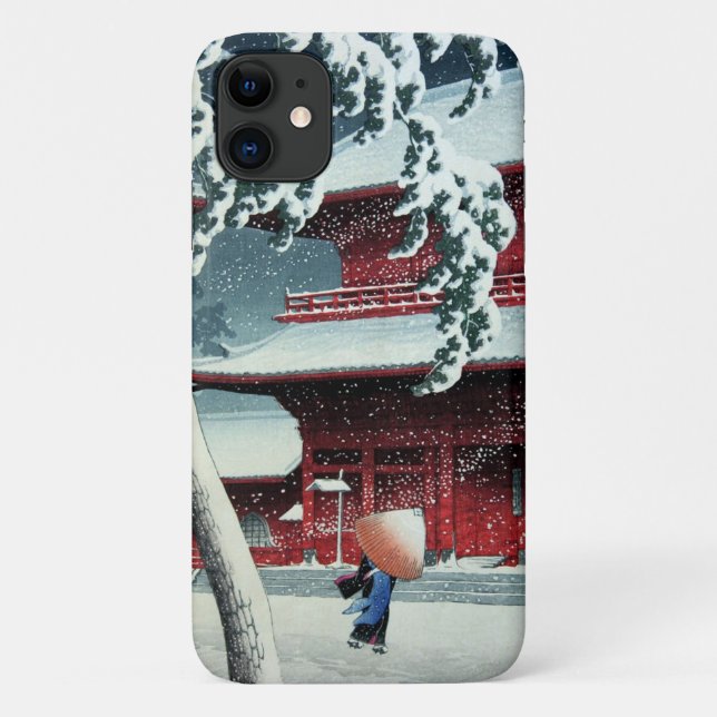 Capa Para iPhone 11 Neve Noturna no Rio Edo Hasui Kawase (Verso)