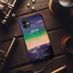 Capa Para iPhone 11 Night Sky Over Rockies Psalms Bíblia Verso