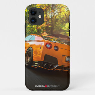 Capa Para iPhone 11 Nissan GT-R alaranjado que rasga-se através das