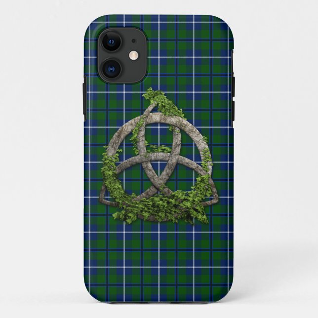 Capa Para iPhone 11 Nó da trindade e Tartan celtas de Douglas do clã (Verso)