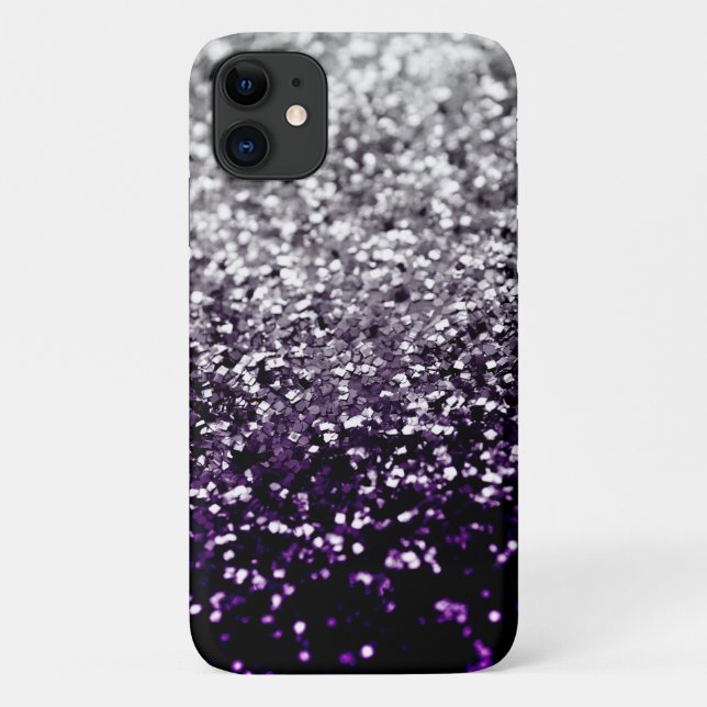 Capa Para iPhone 11 Noite Escura, Purple Silver Glitter #1 #Brilhante (Verso)